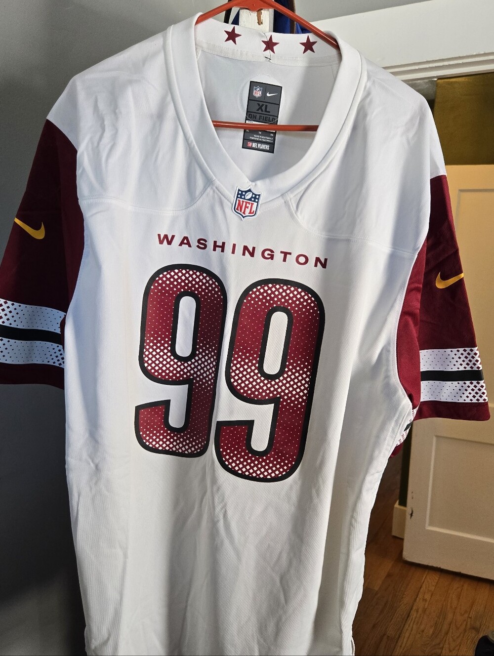 Nike White and Burgundy #99 YOUNG Washington Football Jersey